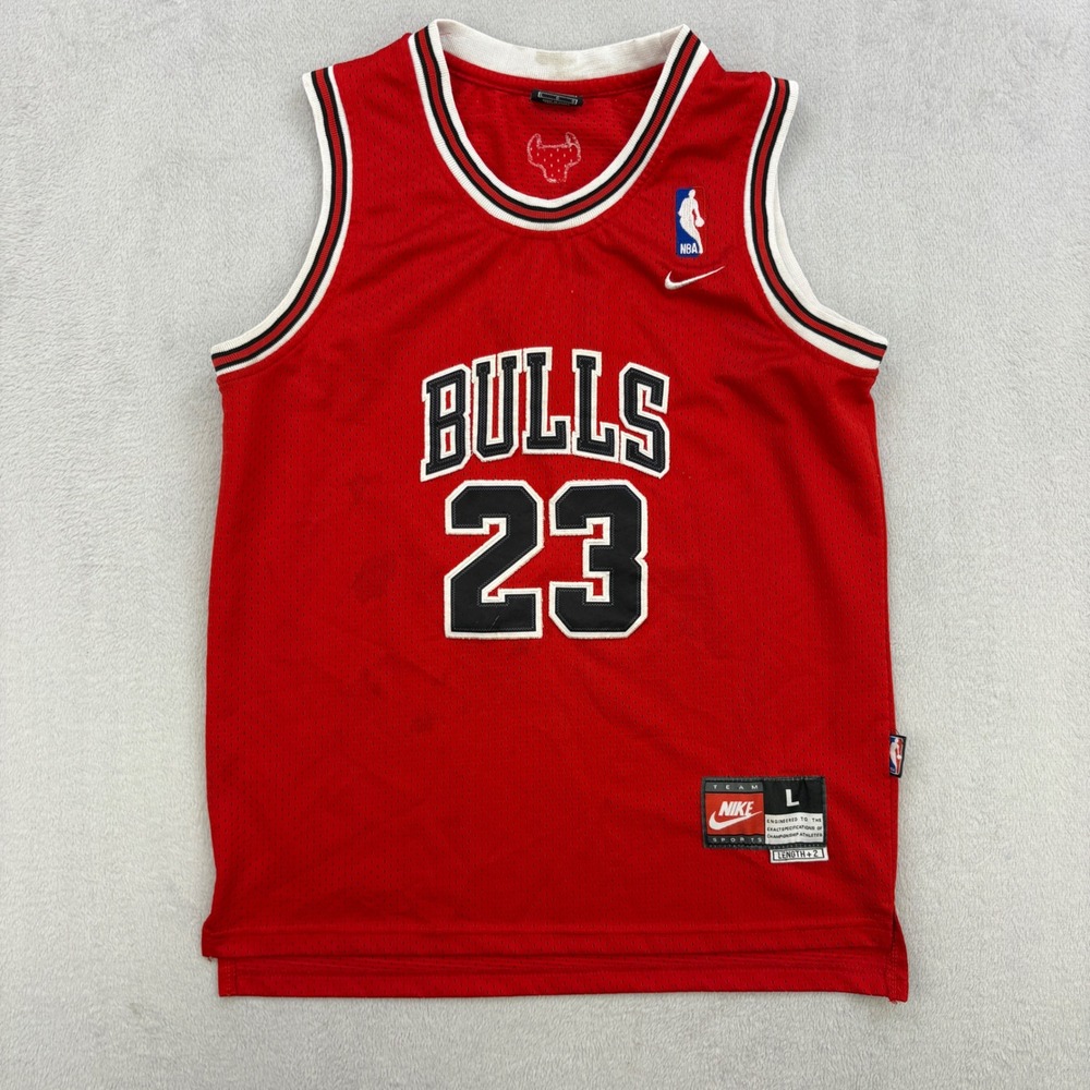 Vintage Michael Jordan Jersey Kids Large Nike Red Bulls 23 NBA Basketball Y2K